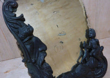 Load image into Gallery viewer, Antique 19c Cupid w Old Man Time Decorative Art Thick Chip Glass Mirror
