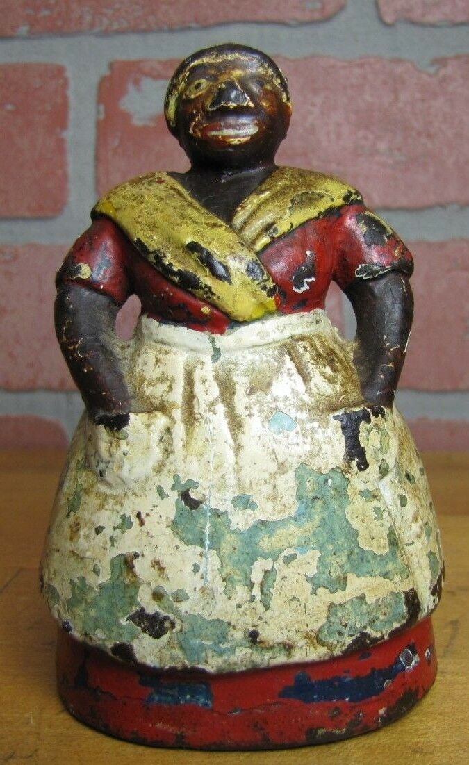 Antique Cook wearing Apron Cast Iron Doorstop Figural Woman Door Stopper Art