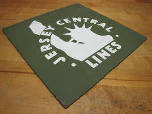 JERSEY CENTRAL LINES Sign Railroad Train Advertising Wood Board Vintage RR Ad