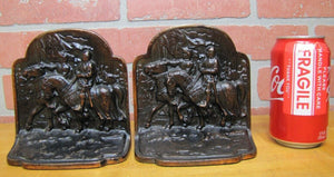 CRUSADERS KNIGHTS ARMOR HORSES HUBLEY Old Cast Iron Bronze Bookends