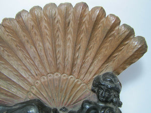 Reclining Maiden Fan Old Card Tip Trinket Tray Copper Cast Metal Decorative Arts