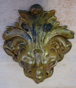 Antique Bronze LIONS HEAD Decorative Art Figural Architectural Hardware Element