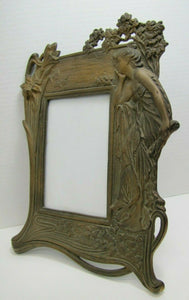 Art Nouveau Lovely Maiden Butterflies Flowers Antique Decorative Arts Frame