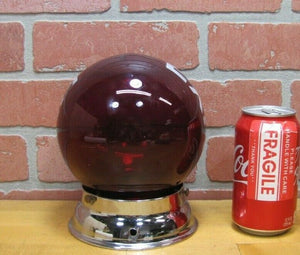 Old EXIT Ruby Red Glass Ball Lighted Sign Double Sided Mounted Lamp