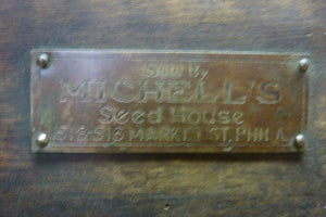 Antique Michell's Seed House Philadelphia Wooden Farm Seeder Box Decorative Art