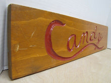 Load image into Gallery viewer, CANDY Old Wooden Country Corner Store Carved Sign double sided recessed
