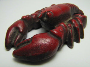 Old Cast Iron Lobster Bottle Opener figural old original deep red paint detailed