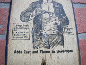 ABBOTTS BITTERS Adds Zest and Flavor to Beverages Antique Thermometer Sign Pub