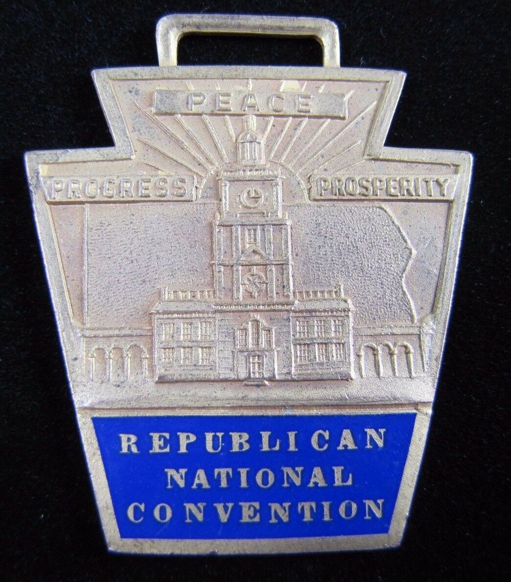 REPUBLICAN NATIONAL CONVENTION Old Medallion Fob RNC PEACE PROGRESS PROSPERITY