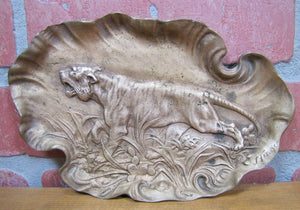 Hunting Prowling Tiger Decorative Arts Deco Tray J Fischer General Bronze Corp