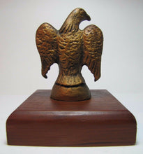 Load image into Gallery viewer, Old Cast Iron EAGLE PAPERWEIGHT Detailed Figural Metal Bird Mounted Wooden Base
