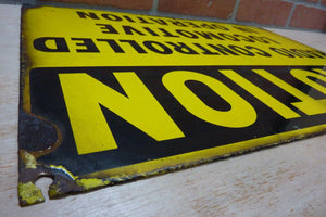 CAUTION RADIO CONTROLLED LOCOMOTIVE IN OPERATION Old Porcelain Sign RR Train