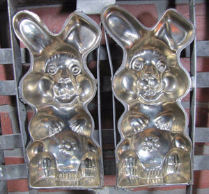 Old Crazy Bunnies Looney Bin Bunny Chocolate Mold HD Hinged Metal Decorative Kitchen Art