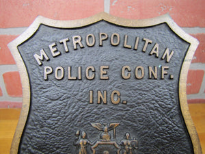 METROPOLITAN POLICE MEMBER Old Bronze Embossed Auto Truck Emblem Badge