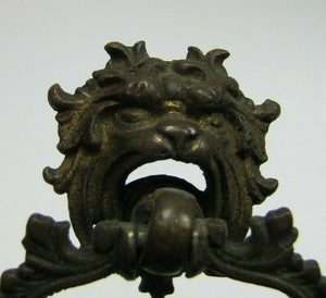 MONSTER BEAST Antique 19c Bronze Pull Ornate Figural Victorian Hardware Element