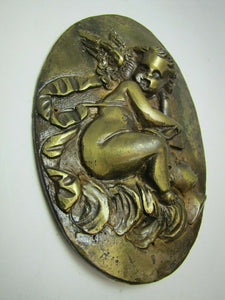 CHERUB Old High Relief Brass Decorative Arts Architectural Hardware Element A