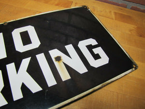 NO PARKING Original Old Porcelain Sign Repair Shop Industrial Junkyard Ad 10x20