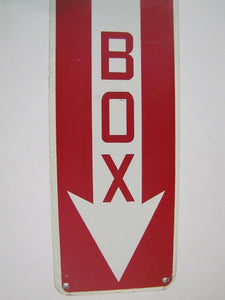 Old Fire Alarm Box Sign metal pointing arrow downward emergency rescue adv