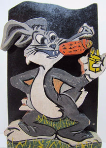 BUGS BUNNY SMOKING CARROT CIGAR Folk Art Wooden Bookend Decorative Art Statue