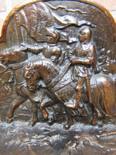 Load image into Gallery viewer, CRUSADERS KNIGHTS ARMOR HORSES HUBLEY Old Cast Iron Bronze Bookends
