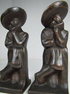 LAZY PEDRO HUBLEY USA 493 Old Cast Iron Bookends Decorative Art Statues