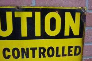 CAUTION RADIO CONTROLLED LOCOMOTIVE IN OPERATION Old Porcelain Sign RR Train