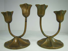 Load image into Gallery viewer, 1930s McCLELLAND BARCLAY Pair Decorative Art Floral Figural Candlesticks
