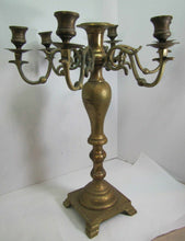 Load image into Gallery viewer, Antique 19c Candelabra Seven w Six Arms Heavy Brass Ornate Candle Holder Patina
