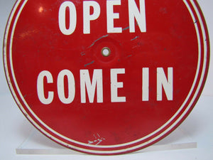 WILL RETURN AT / OPEN COME IN Old Double Sided Store Tin Sign Adjustable Hours