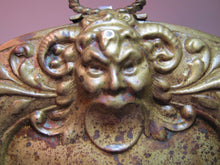 Load image into Gallery viewer, Antique Victorian Horned Devil Brass Tray evil head open mouth crumb dust ashes
