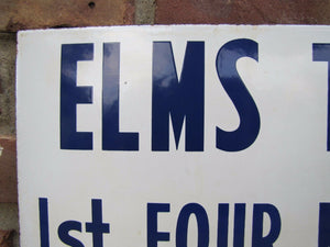 ELMS TEA ROOM Old Porcelain Sign 1st Four Mondays 645pm Restaurant Bakery Ad