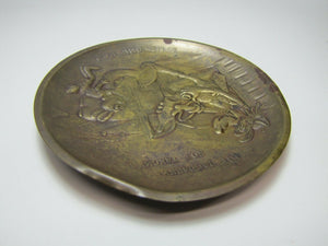 WOLF HARE Bottle Vodka Truck Brass Tray Ashtray Card Tip Trinket