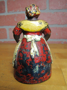 Antique Cook wearing Apron Cast Iron Doorstop Figural Woman Door Stopper Art