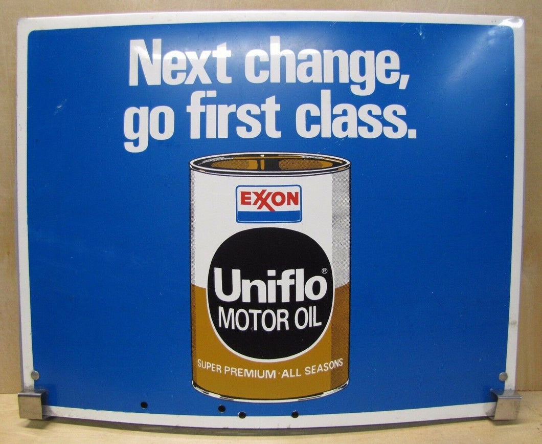 EXXON UNIFLO MOTOR OIL Double Sided Advertising Sign Gas Station Pump Rack