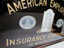 Load image into Gallery viewer, Antique AMERICAN EMPLOYERS&#39; INSURANCE Company BOSTON MASS Reverse Glass Ad Sign
