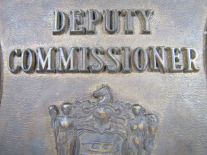 DEPUTY COMMISSIONER HUDSON CO BLVD Old Bronze Badge Plaque Nameplate Advertising Sign Auto Truck Badge