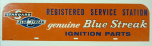 STANDARD BLUE STREAK Ignition Parts Display Sign REGISTERED SERVICE STATION Ad