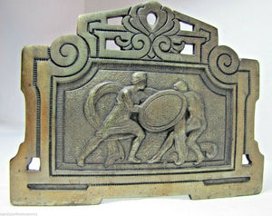 GLADIATORS WARRIORS FIGHTING Antique Cast Iron Expandable Book Ends Rack