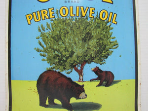 ORSI PURE OLIVE OIL Embossed Tin Ad Sign ANGELO ORSI CO ROSEVILLE CALIFORNIA