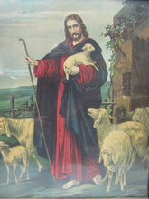 Load image into Gallery viewer, Antique Framed Print &#39;The Good Shepherd&#39; old litho gold detailed frame artwork
