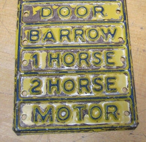 1944 VENDOR Embossed Tin Truck Auto Plate Sign DOOR BARROW 1 HORSE 2 HORSE MOTOR