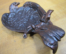 Load image into Gallery viewer, EAGLE Antique Cast Iron Tray Figural Perched Bird High Relief Feathers Branch
