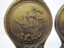 Load image into Gallery viewer, Antique BRADLEY HUBBARD Bookends SAILING SHIPS MYTICAL BEASTS Ornate B&amp;H
