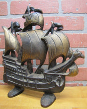 Load image into Gallery viewer, c1930 Cast Iron Nautical Sailing Ship Doorstop Creation Co Wonderful Detail
