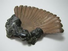 Load image into Gallery viewer, Reclining Maiden Fan Old Card Tip Trinket Tray Copper Cast Metal Decorative Arts
