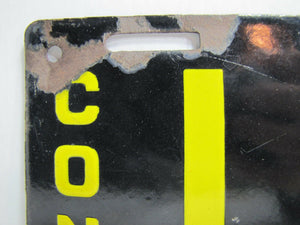 Antique Porcelain 1915 Connecticut License Plate - Conn 14696 - black yellow