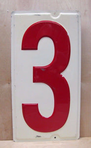 Orig Gas Station 3 Sign number price embossed metal gas oil auto advertising