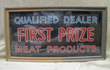 Load image into Gallery viewer, Orig 1950&#39;s FIRST PRIZE MEAT PRODUCTS Lighted Sign Tobin&#39;s Hot Dogs Deli Grocery
