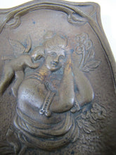 Load image into Gallery viewer, MAIDEN CHERUB FLOWERS Antique Decorative Arts Bronze Tray Card Tip Trinket
