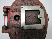 Load image into Gallery viewer, Antique FIRE ALARM Box Patent 1908 Cast Iron oval embossed lettering heavy old
